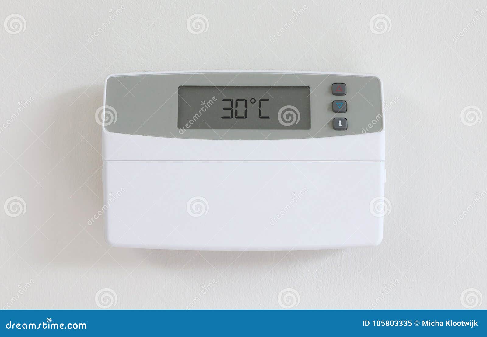 vintage digital thermostat - covert in dust - 30 degrees celcius