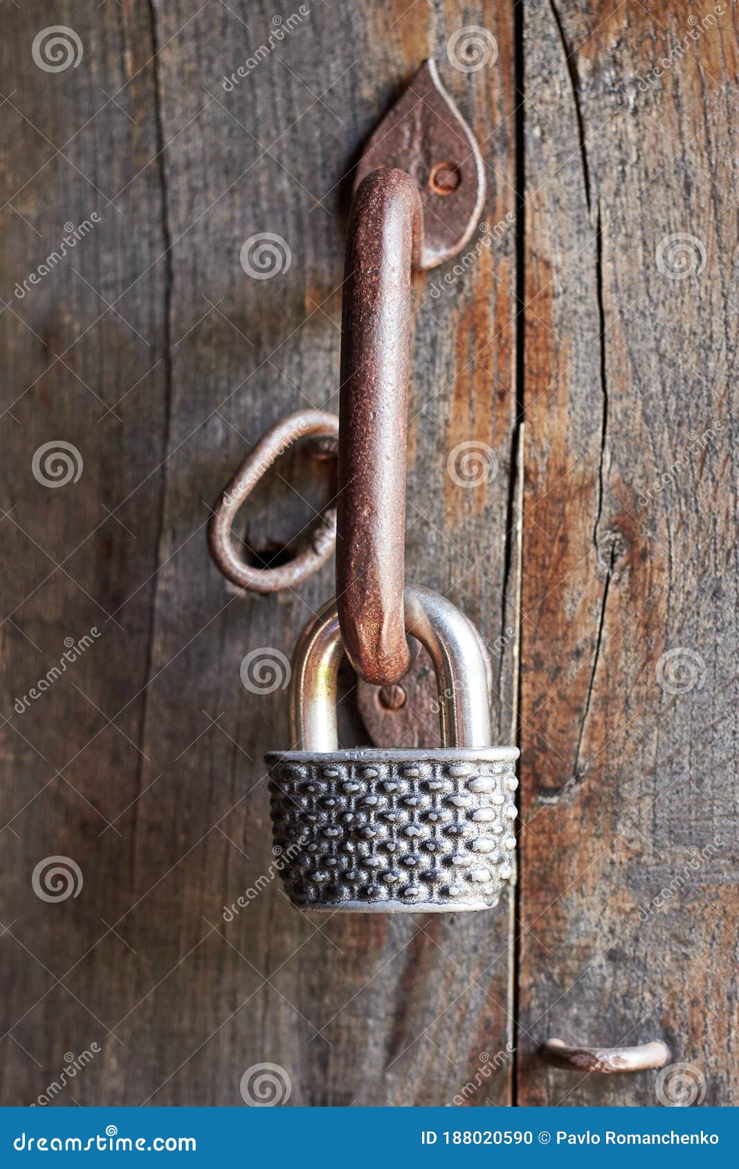 door handle and lock, fragment of old wooden door