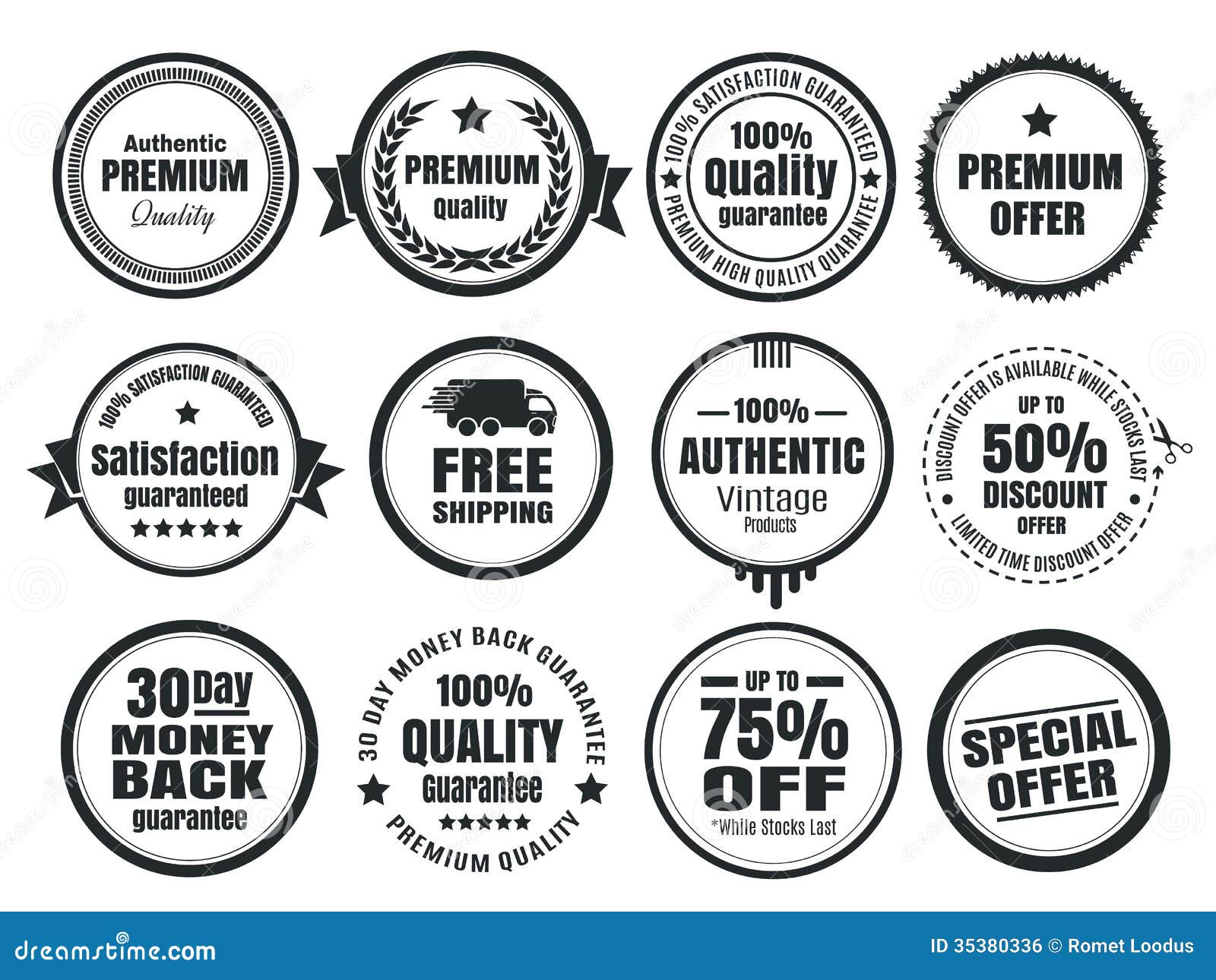 12 vintage ecommerce badges