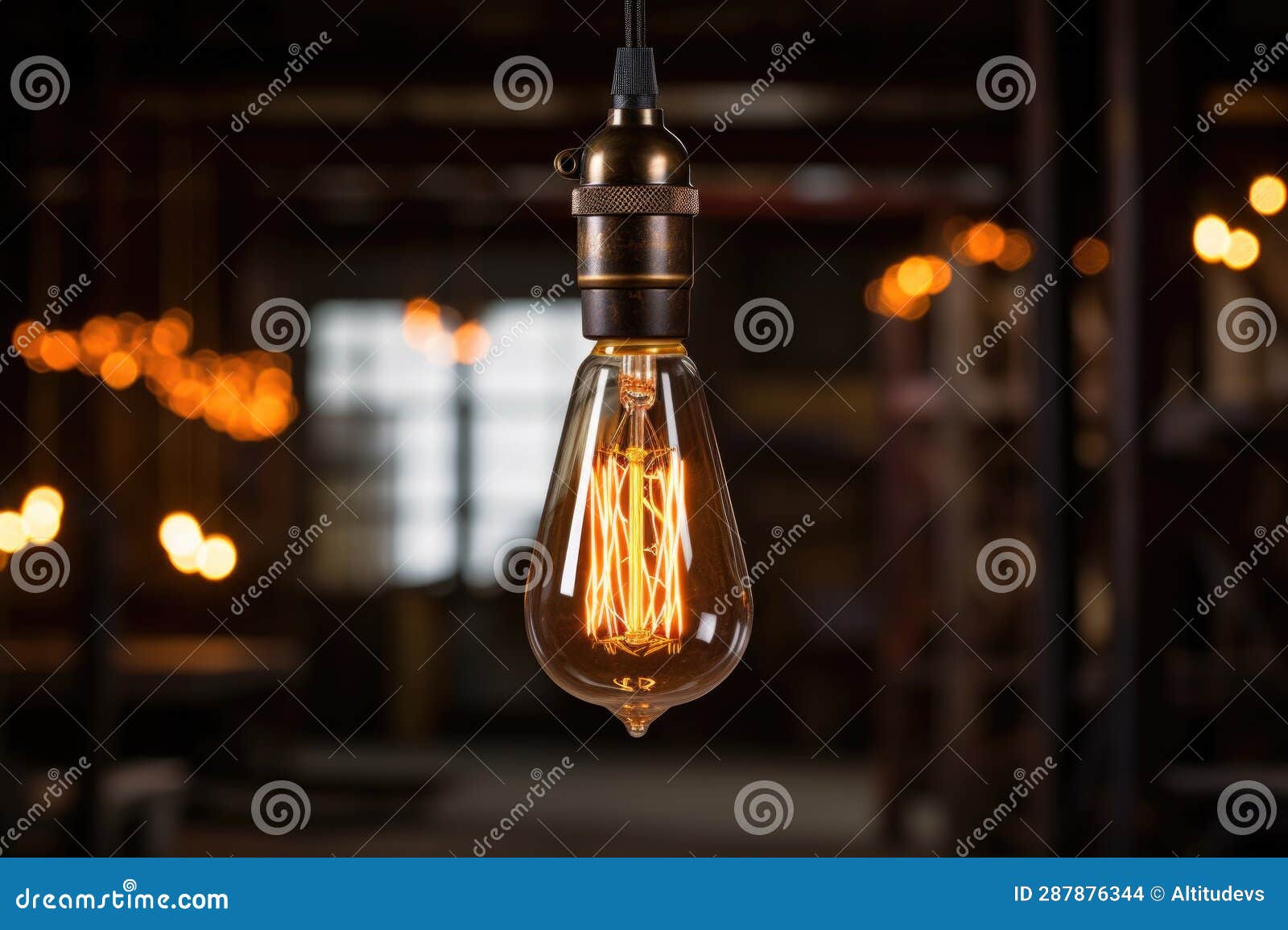 Vintage Edison Bulb Hanging from the Ceiling Stock Photo Image of