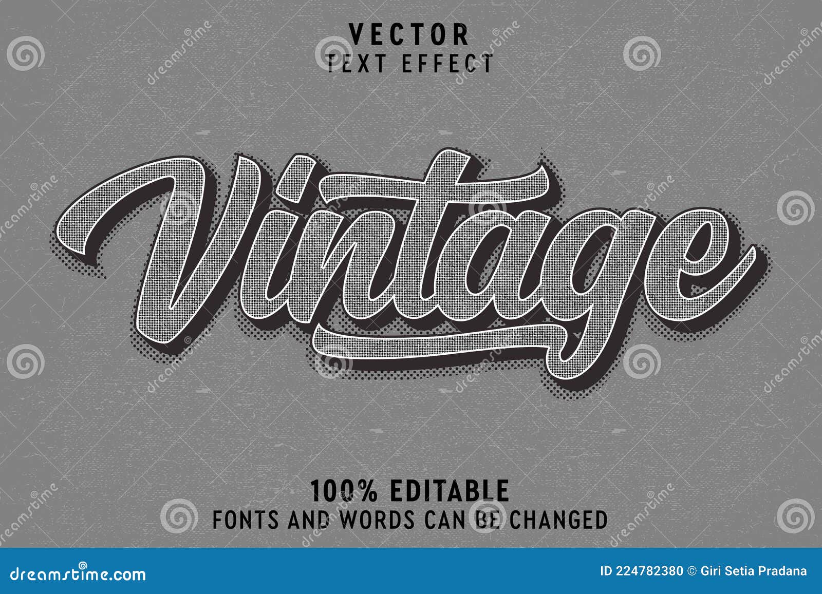 vintage editable to changed text effect style  