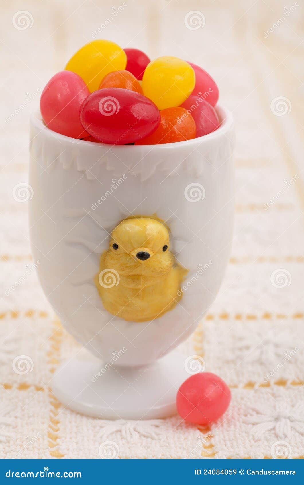 Vintage Egg Cup Filled with Jelly Beans Stock Image Image of lace