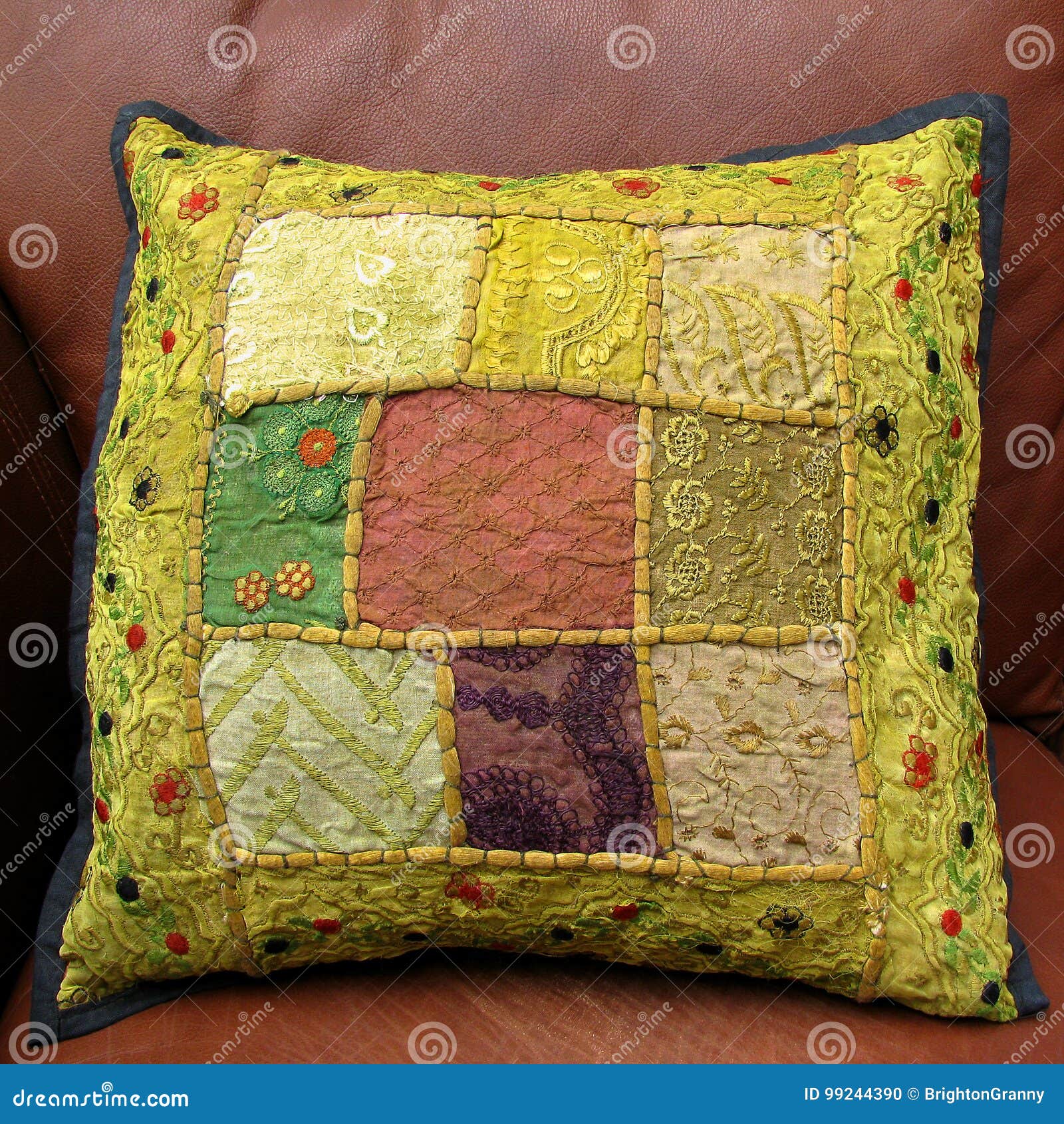 Vintage Embroidered Pillow stock photo. Image of embroidered 99244390