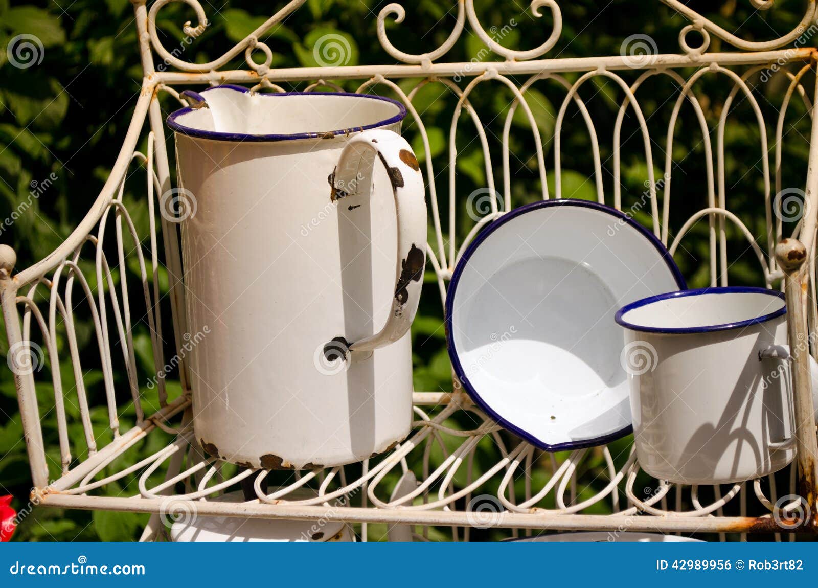 Vintage Enamel Pots/kitchen Utensils Stock Photo Image of enamel