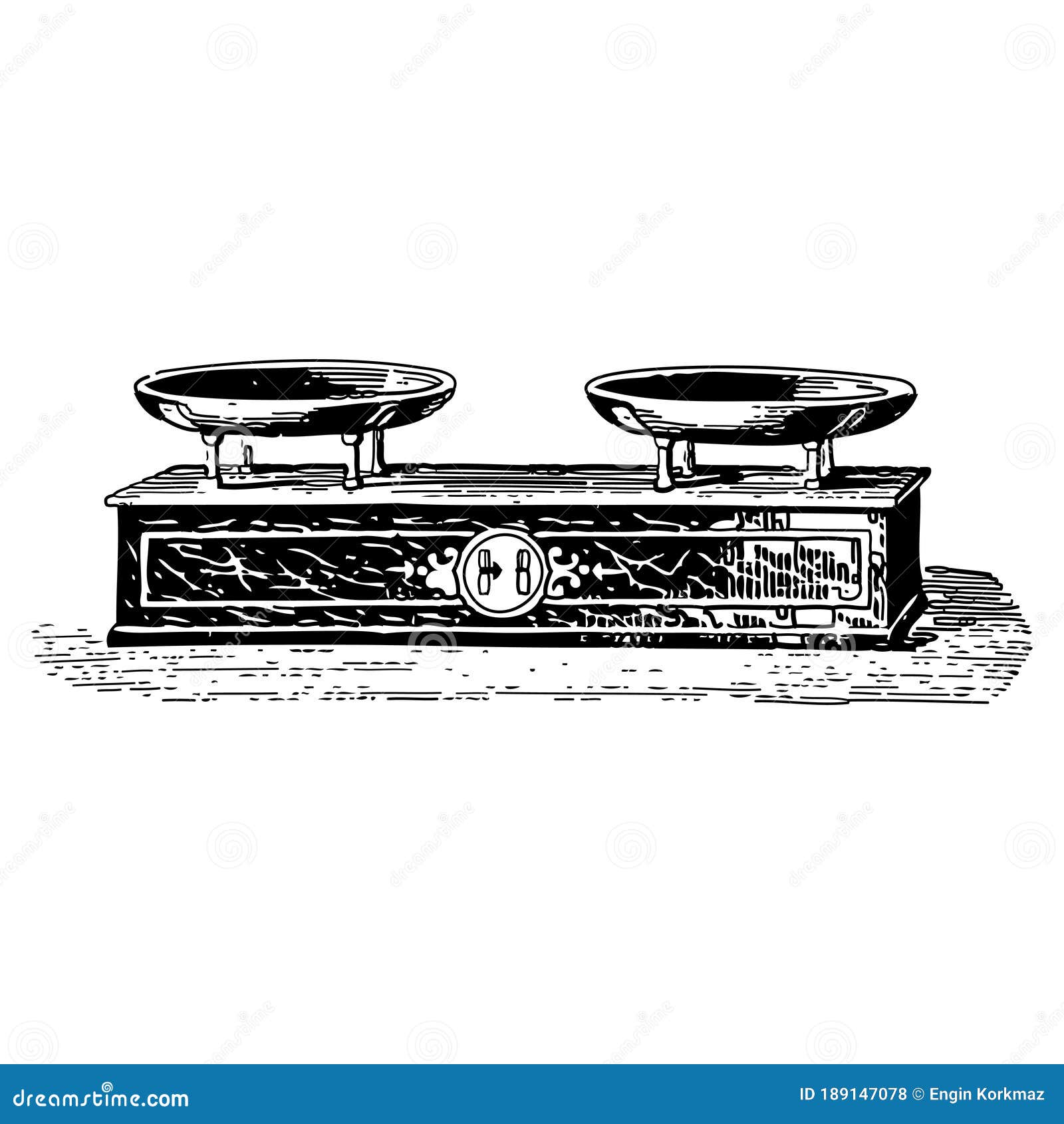 vintage engraving of a mechanical weighing scale