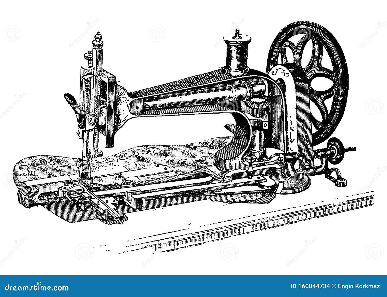 Vintage Engraving of a Sewing Machine Stock Vector Illustration of