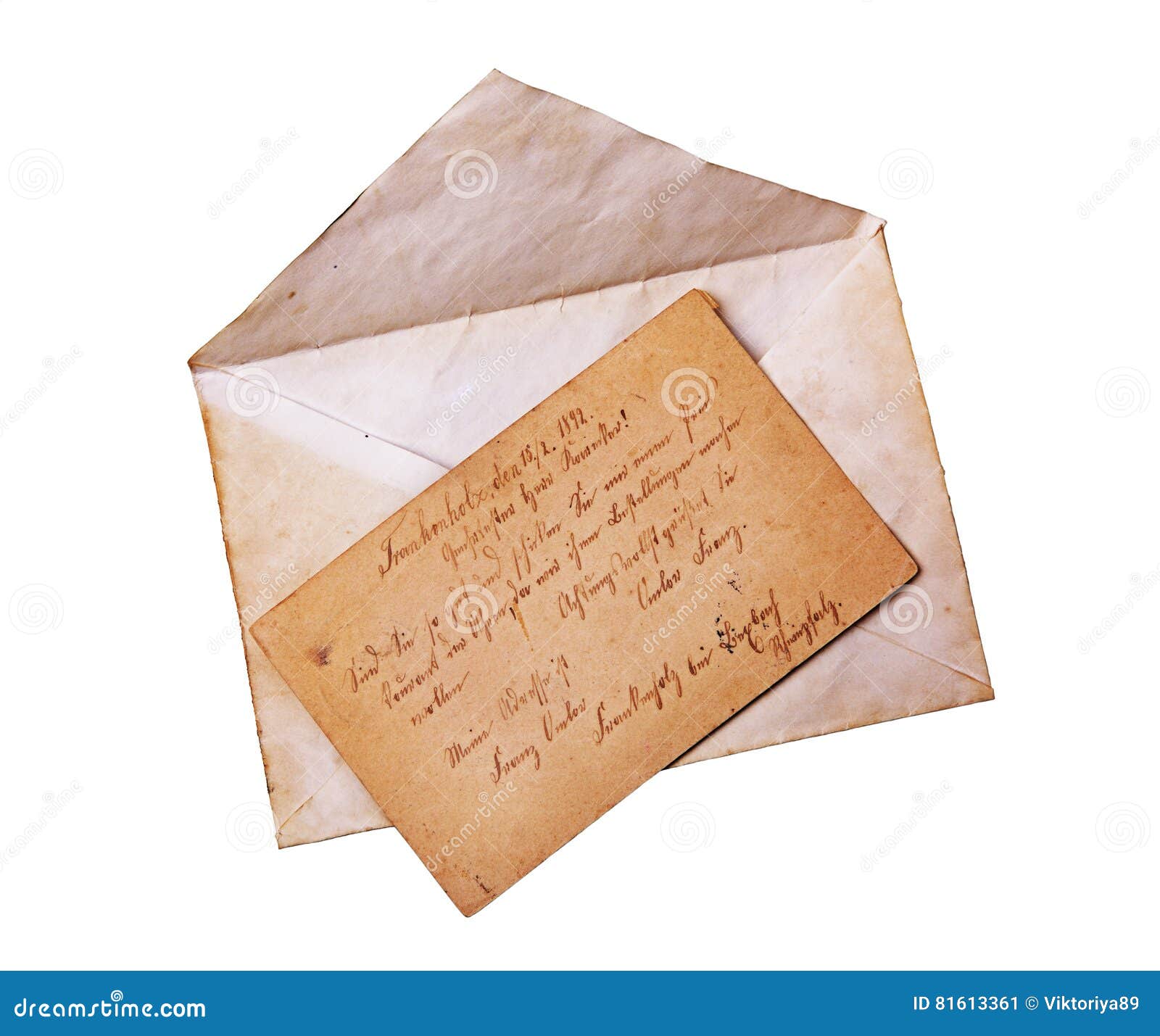 Vintage Envelope and Postcard with Handwriting Text Stock Image Image