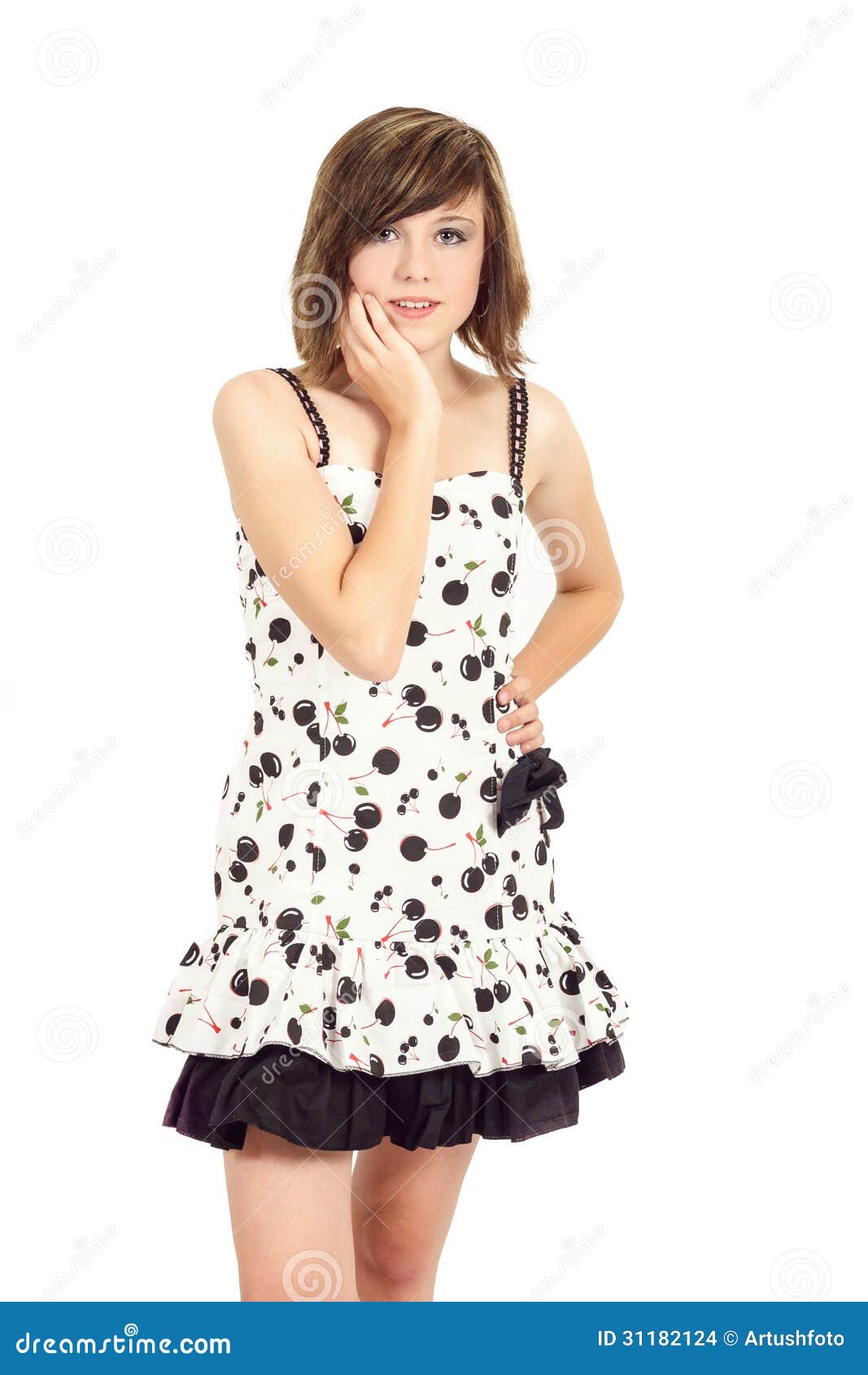 Vintage Fashion Portrait of Beautiful Young Girl Stock Photo - Image of ...