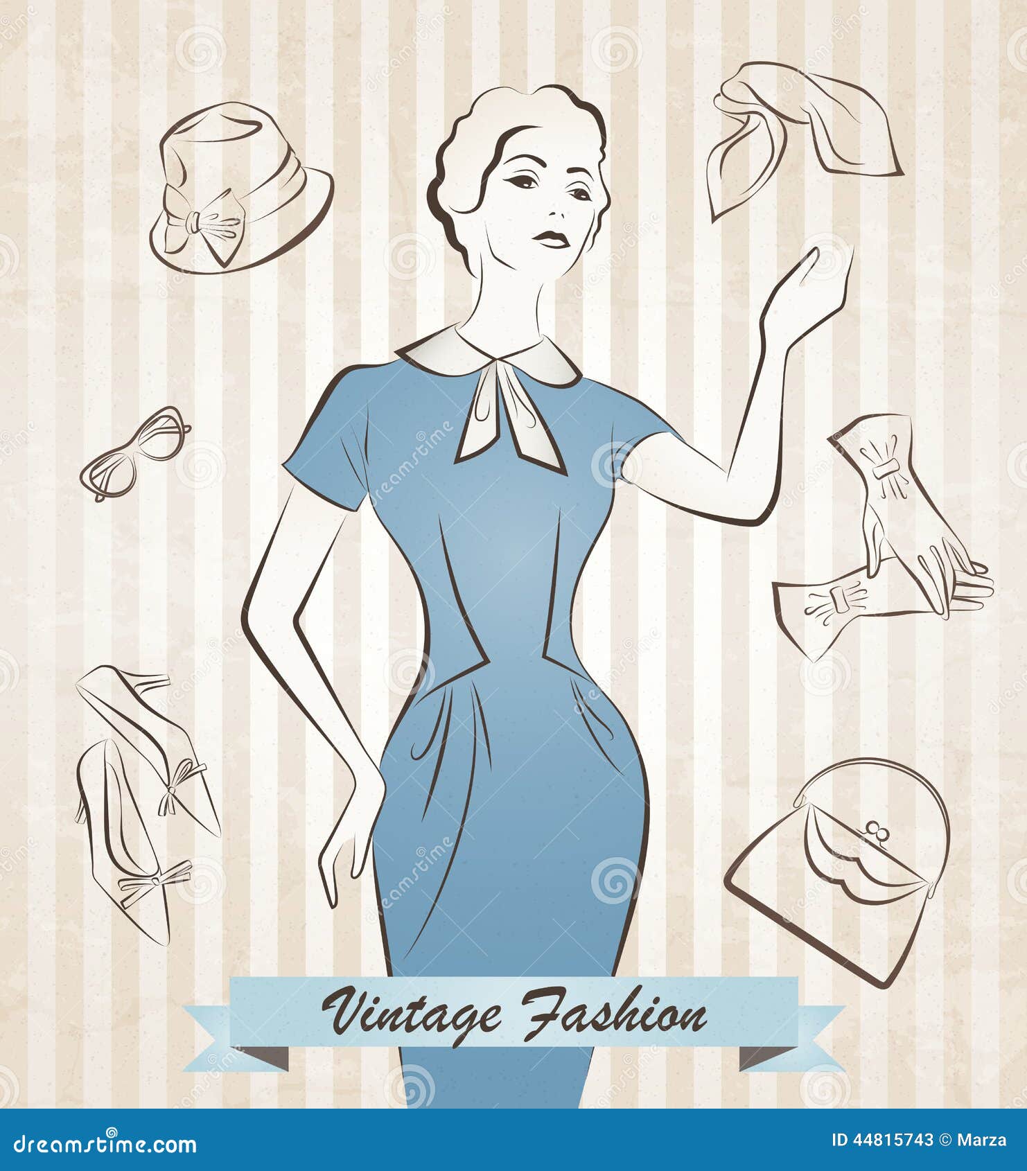 Vintage fashion stock vector. Illustration of lady, beauty - 44815743