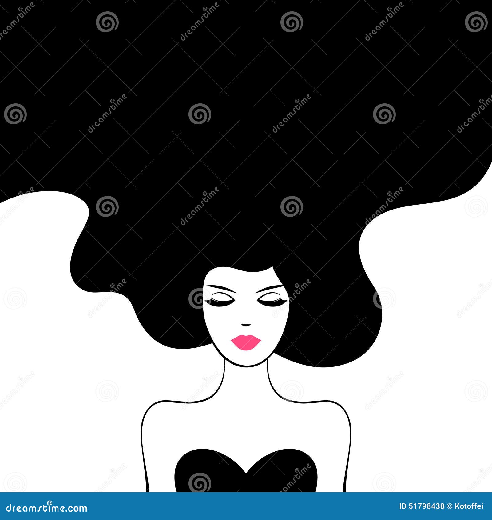 Vintage Fashion Woman With Long Hair Stock Vector - Image 