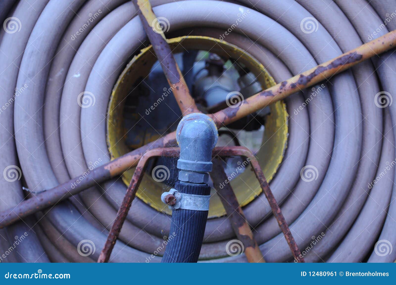 Vintage Fire Hose Reel stock image. Image of prevention - 12480961