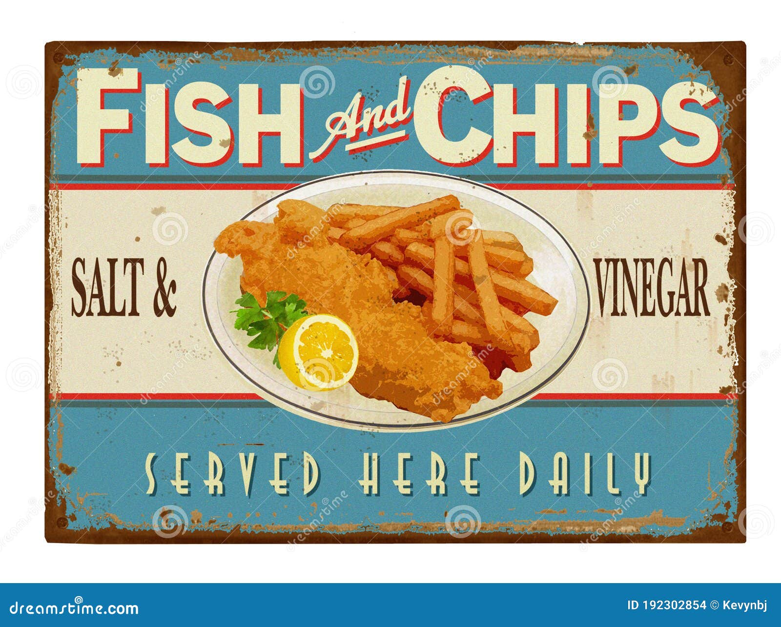 vintage fish and chips sign poster