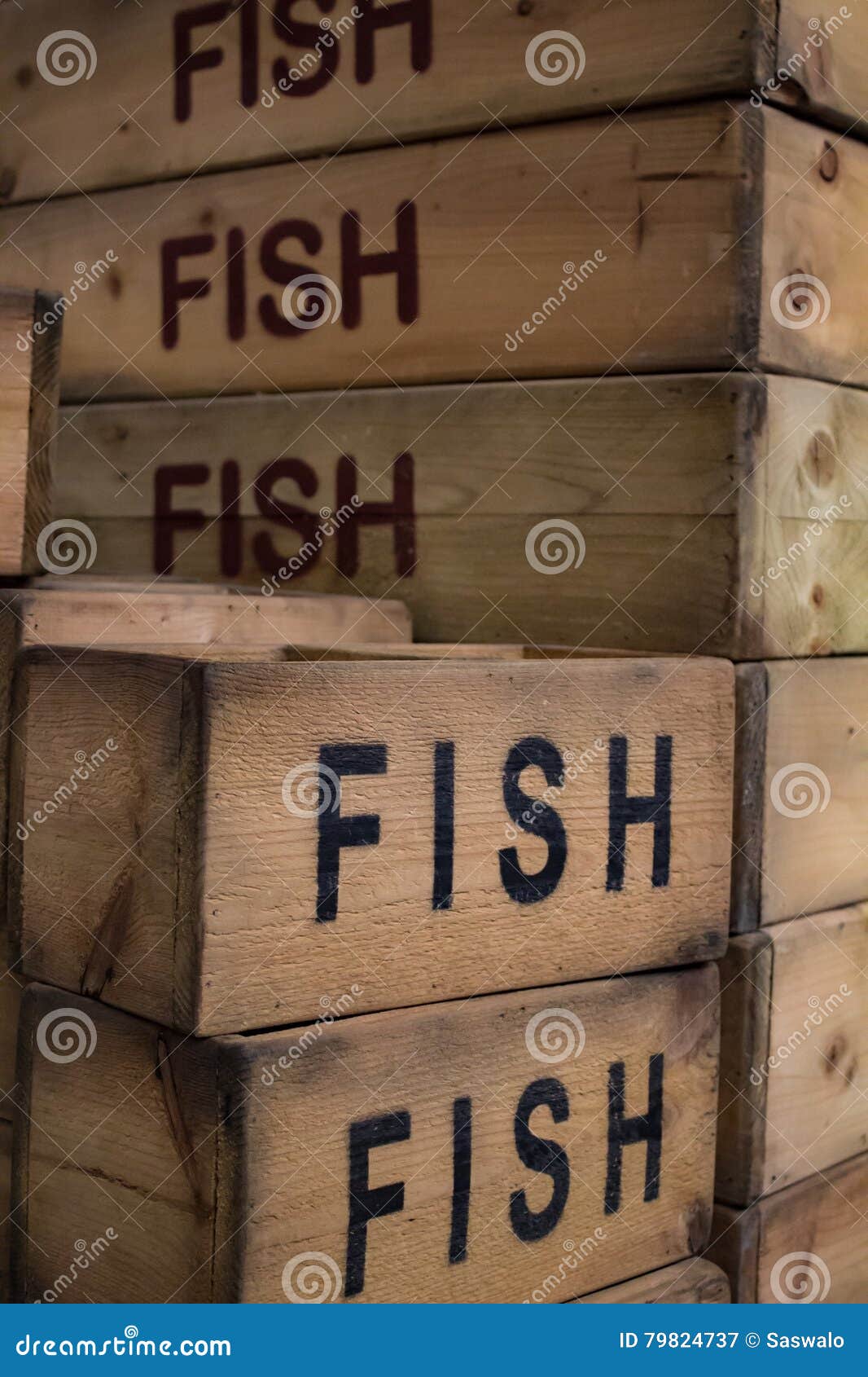 Vintage Fish Crates stock image. Image of wooden, background - 79824737