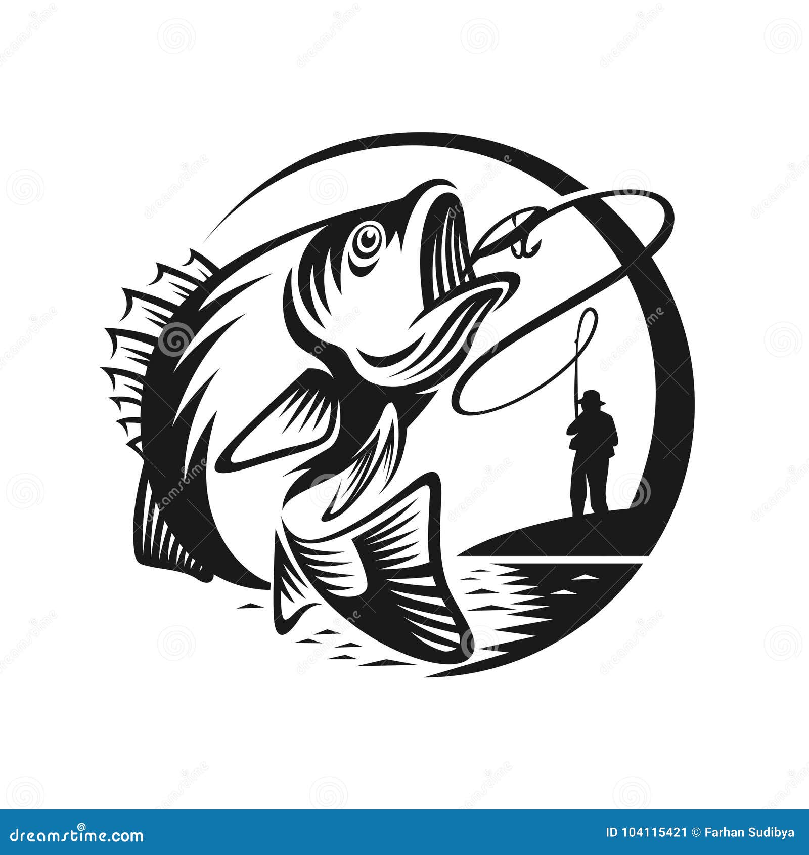 bass fishing logo template 