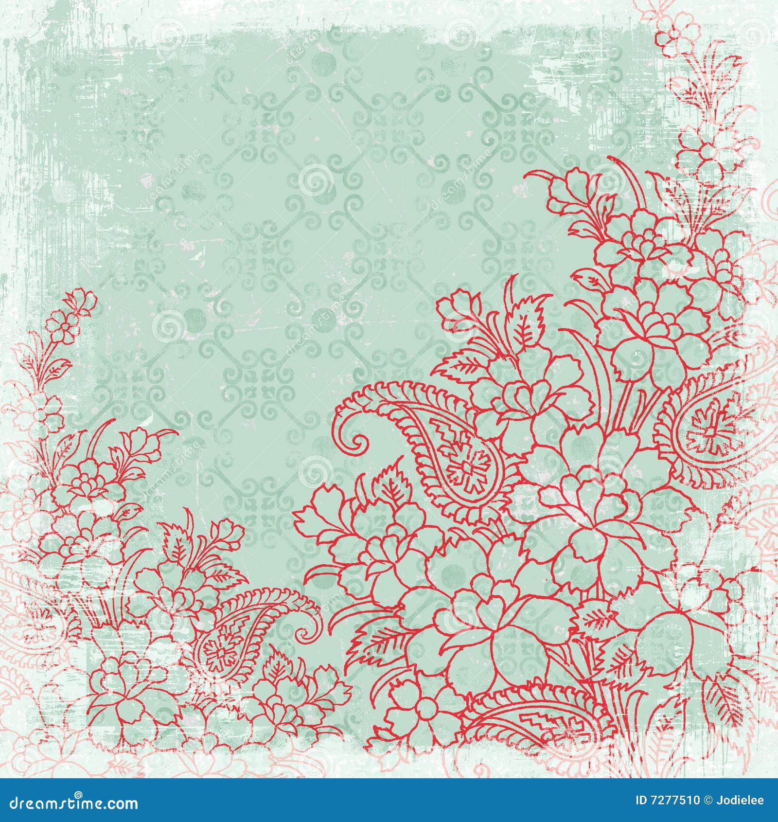 Vintage Floral Background Christmas Theme Stock Illustration