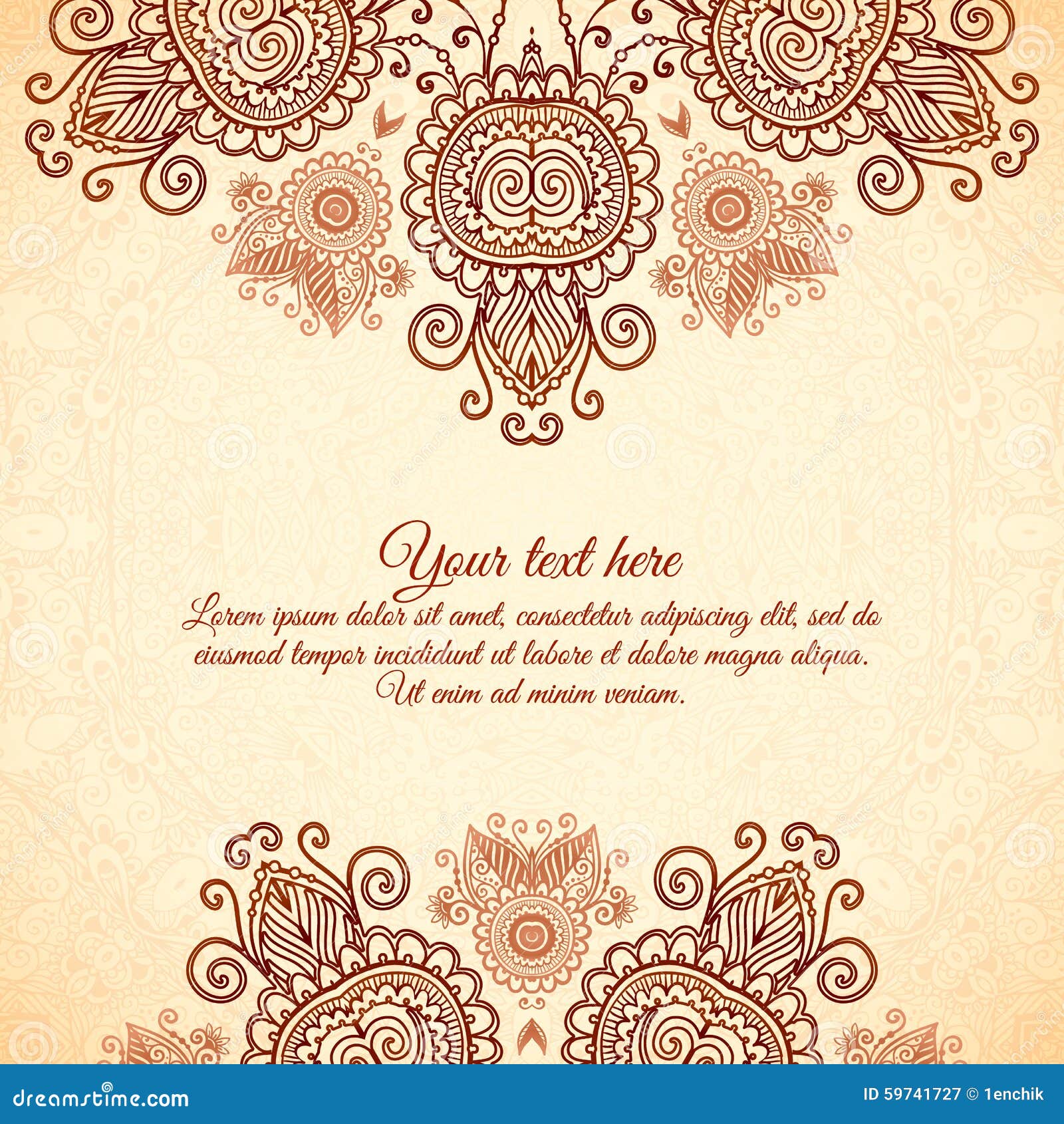 Vintage Floral Background in Indian Mehndi Style Stock Vector ...