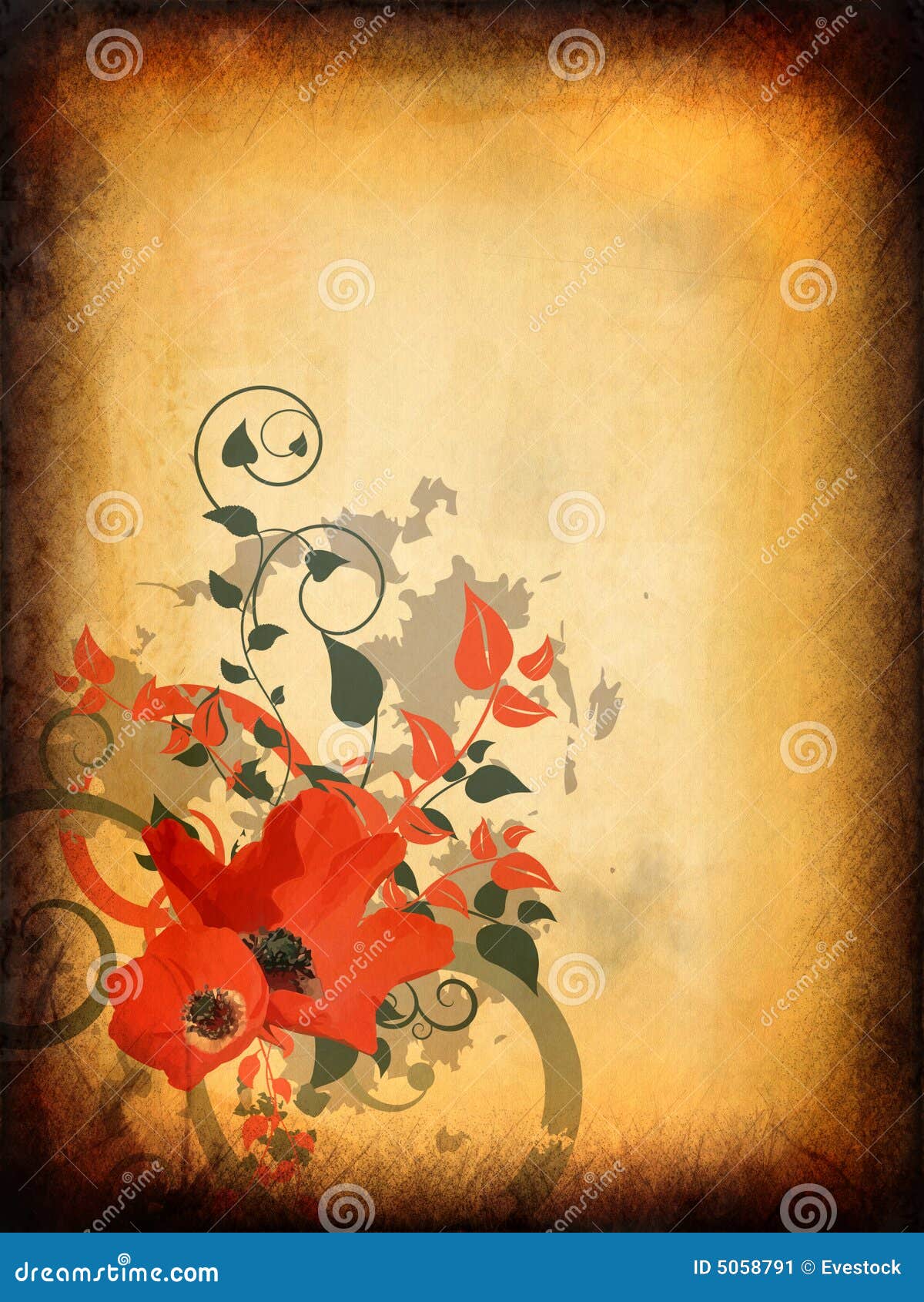 Vintage Floral Design stock illustration. Illustration of gray 5058791