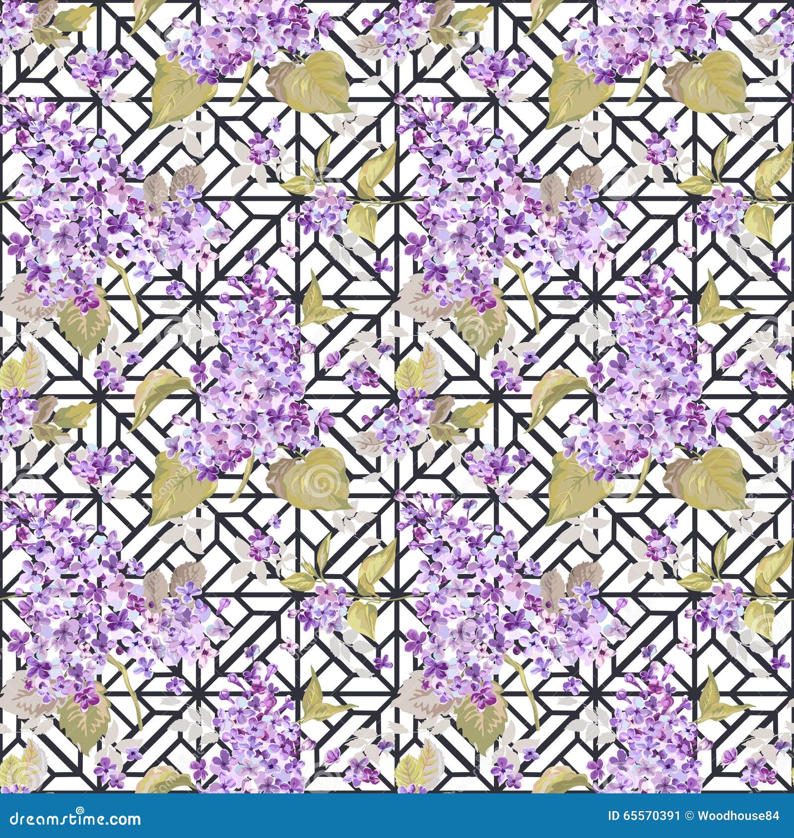Vintage Floral Lilac Geometry Background Stock Vector Illustration of