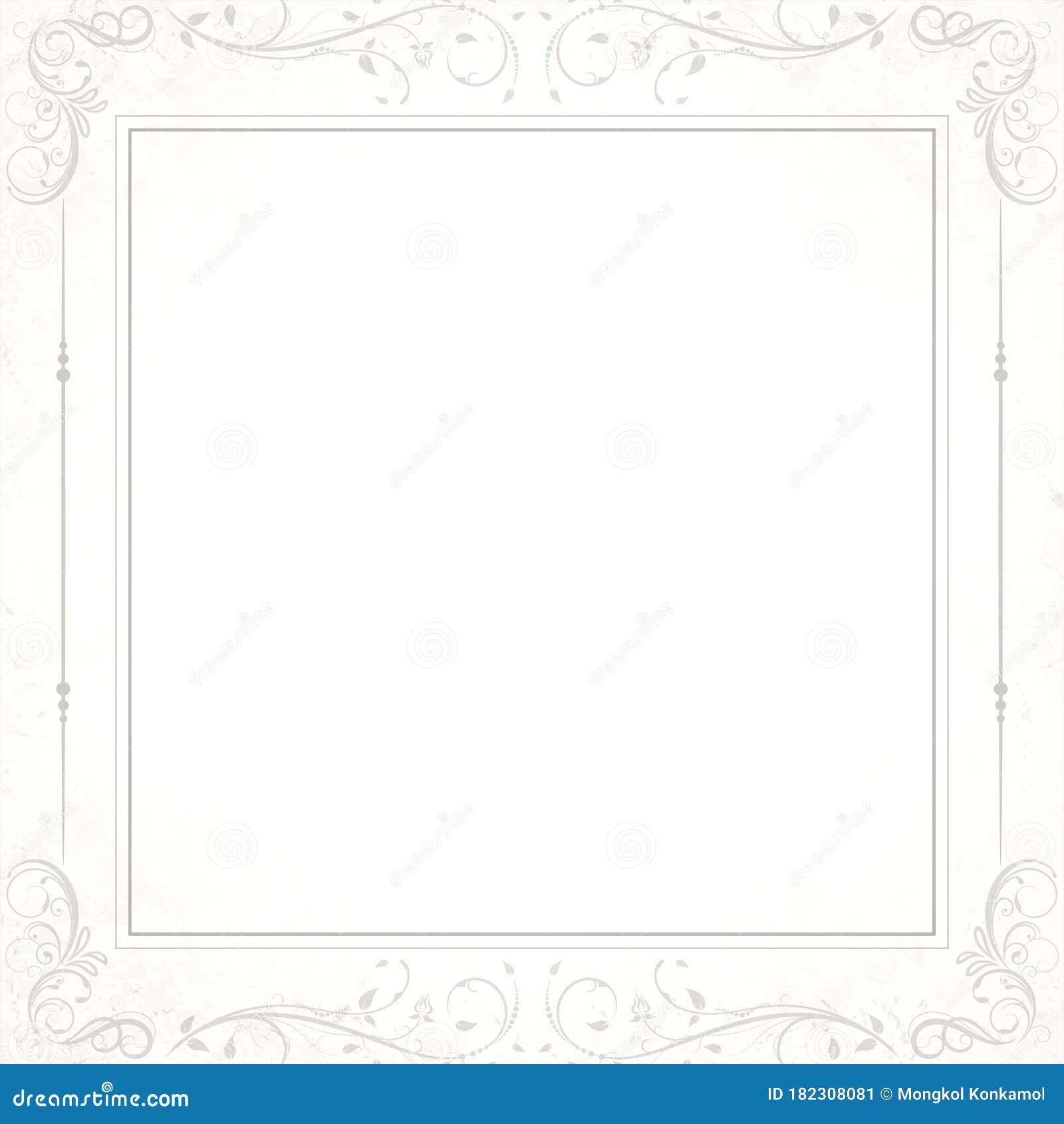 Vintage Floral Ornament Border With Old Paper Background Retro