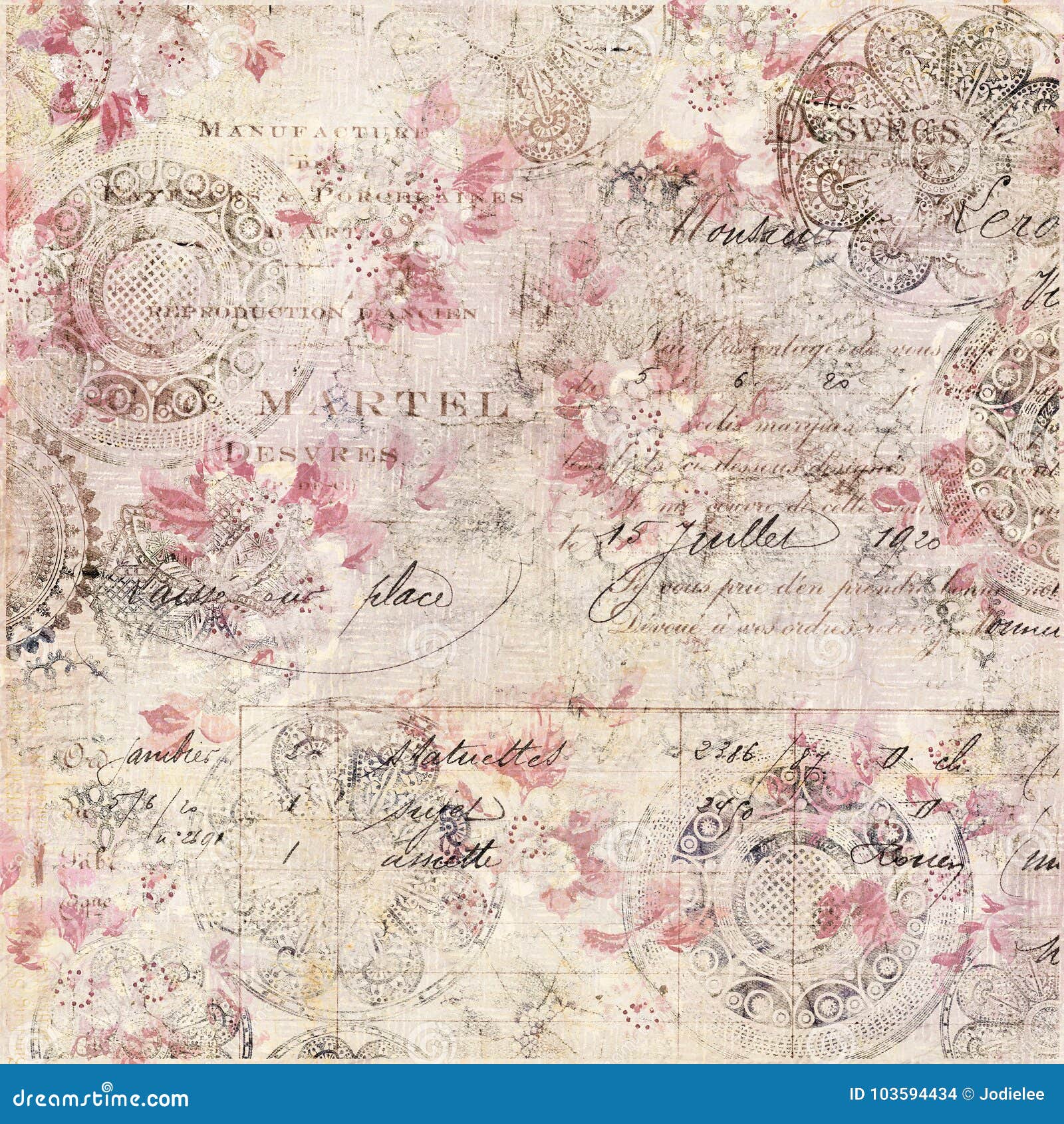 vintage floral shabby chic background with script