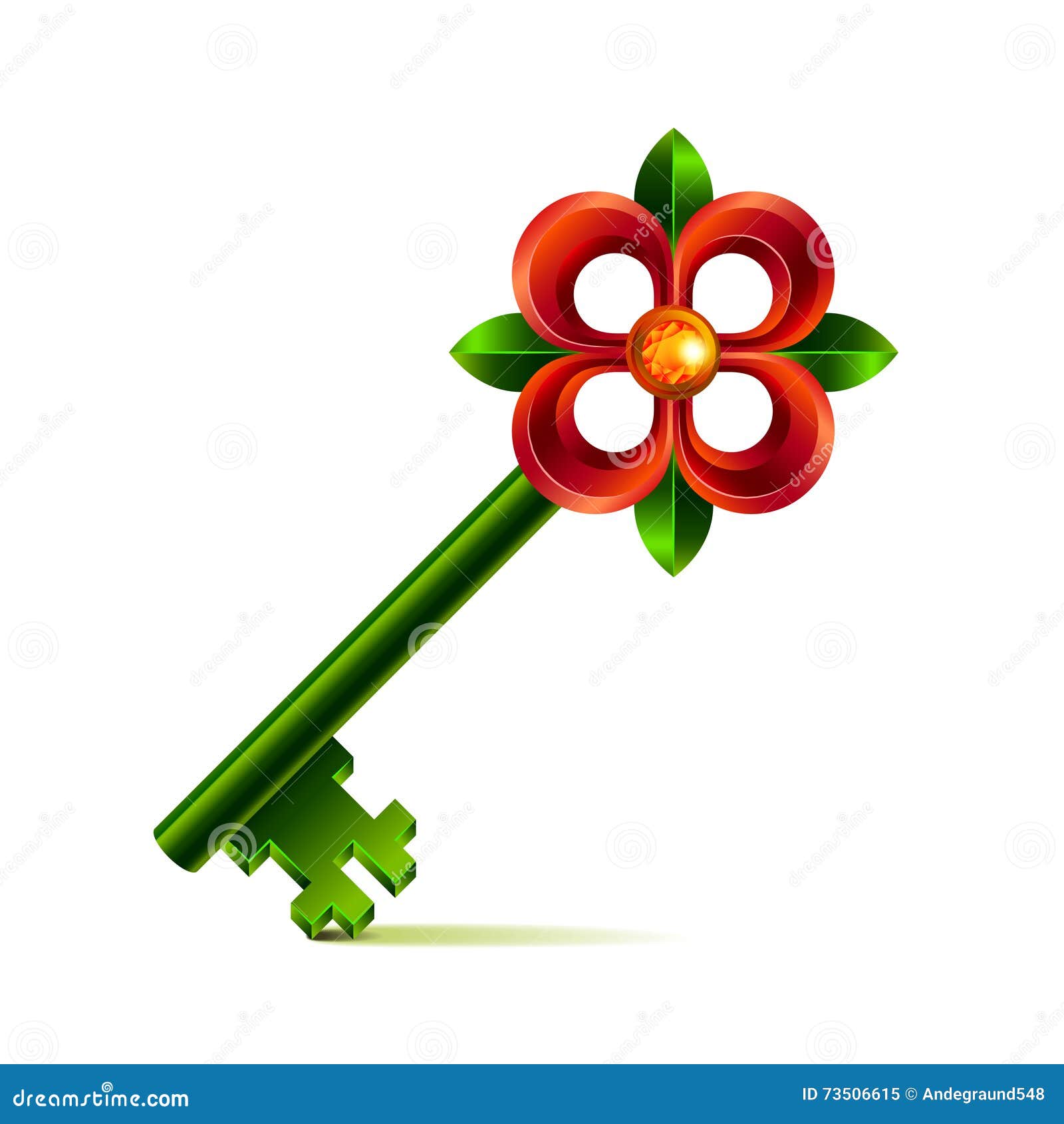 Vintage Flower Key On White Vector Stock Vector - Image: 73506615