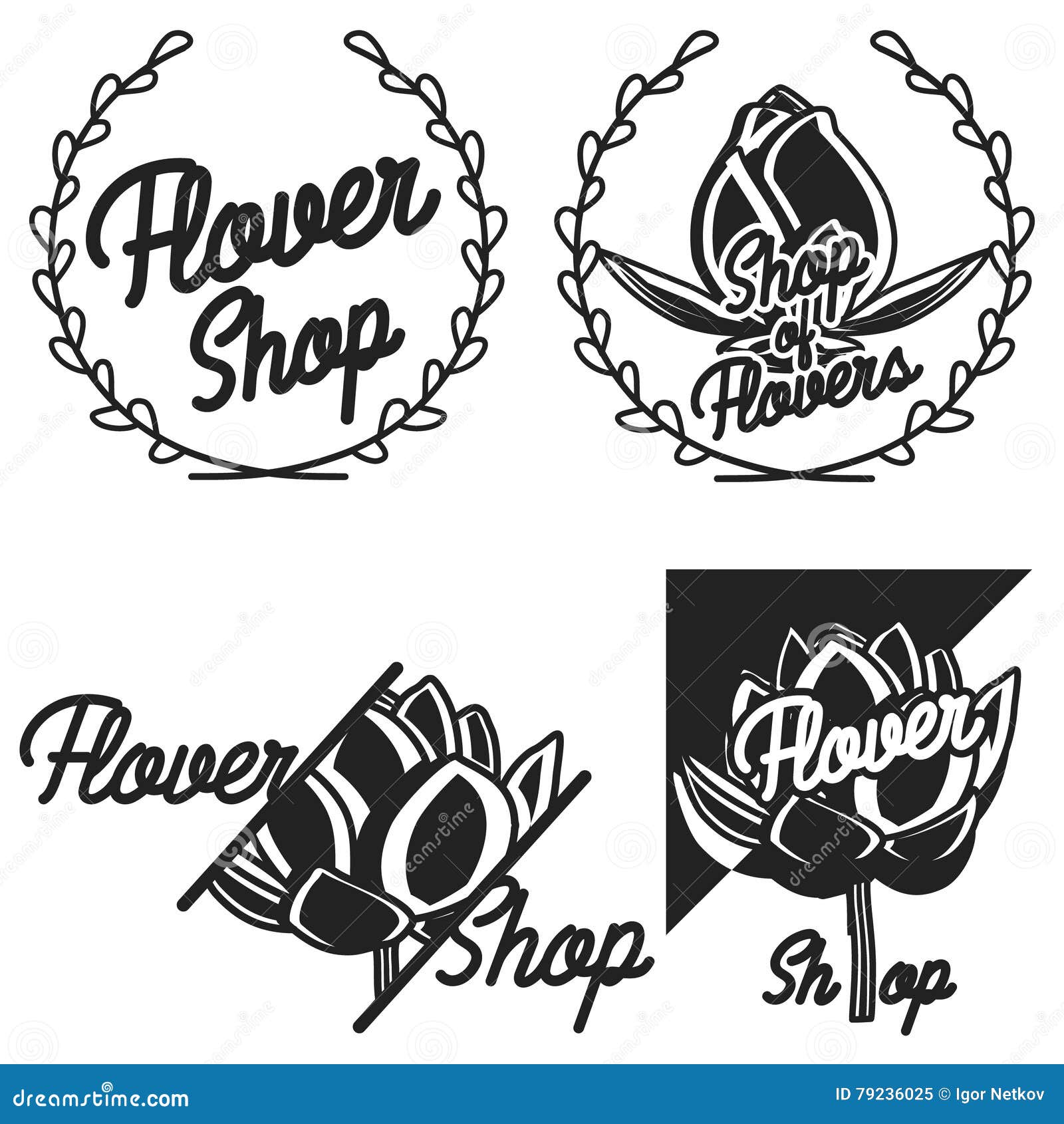 Vintage Flower Shop Emblems Stock Vector Illustration of boutique