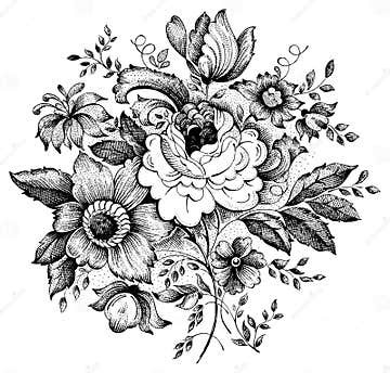 Vintage Flower Vector Illustration Stock Vector - Illustration of bloom ...