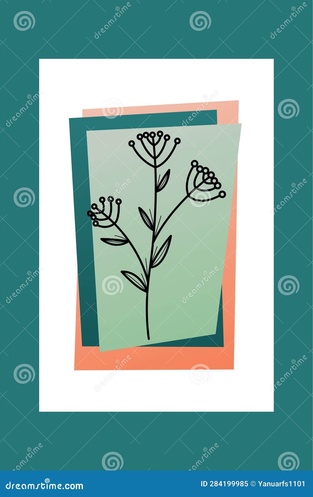 Vintage Flower Wall Art Decoration Stock Illustration Illustration of