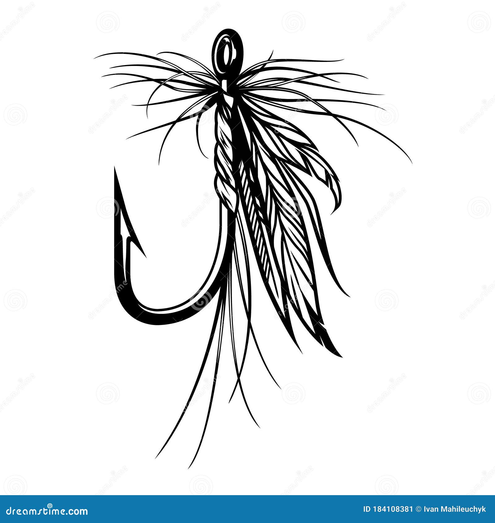 Vintage fly fishing lure stock vector. Illustration of hook