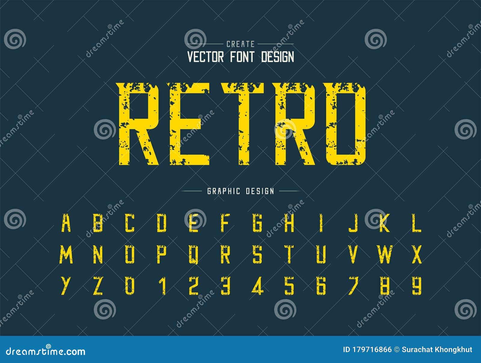 vintage font and alphabet , modern typeface and letter number 