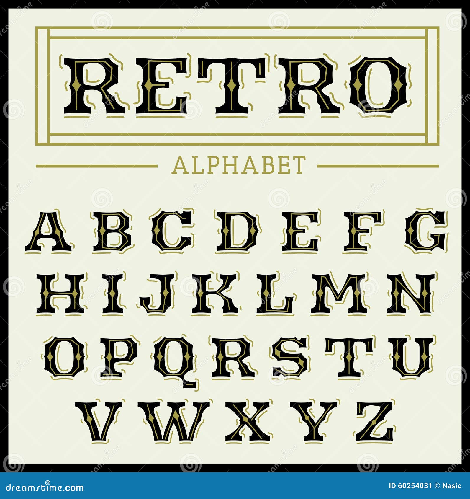 Retro Cursive Font Alphabet