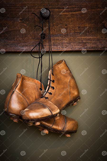 Vintage football boots stock image. Image of hanging - 21609031