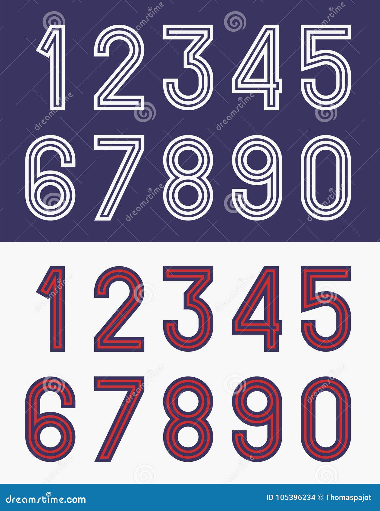 Jersey Font Numbers Stock Illustrations 