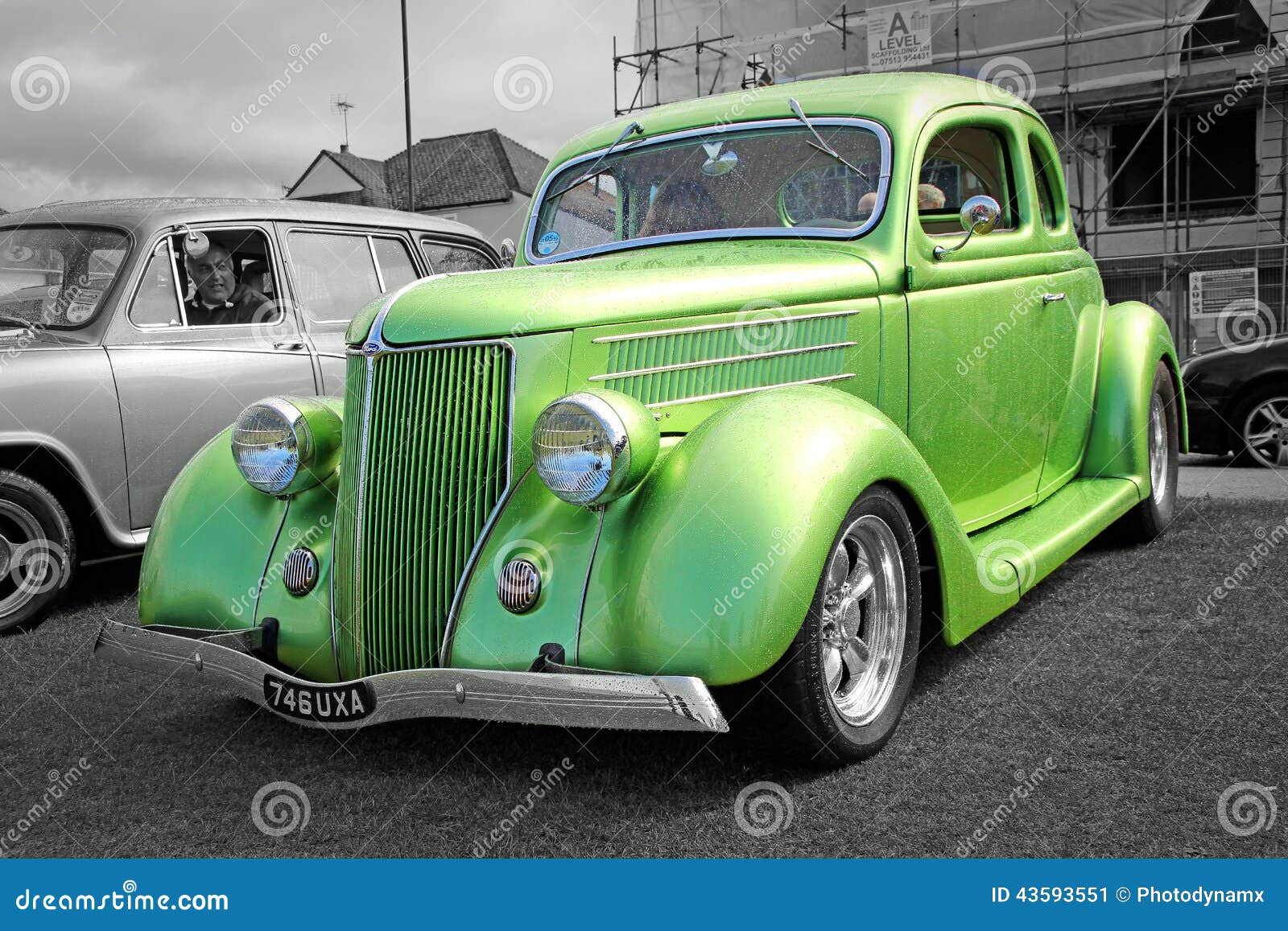 lime green vintage ford custom car showing at whitstable vintage car 