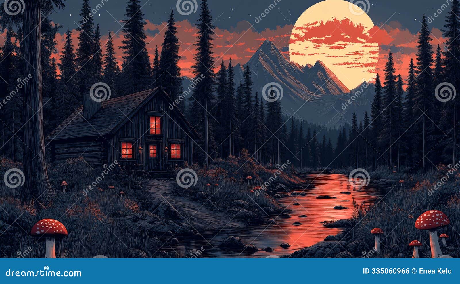 vintage forest cabin adventure