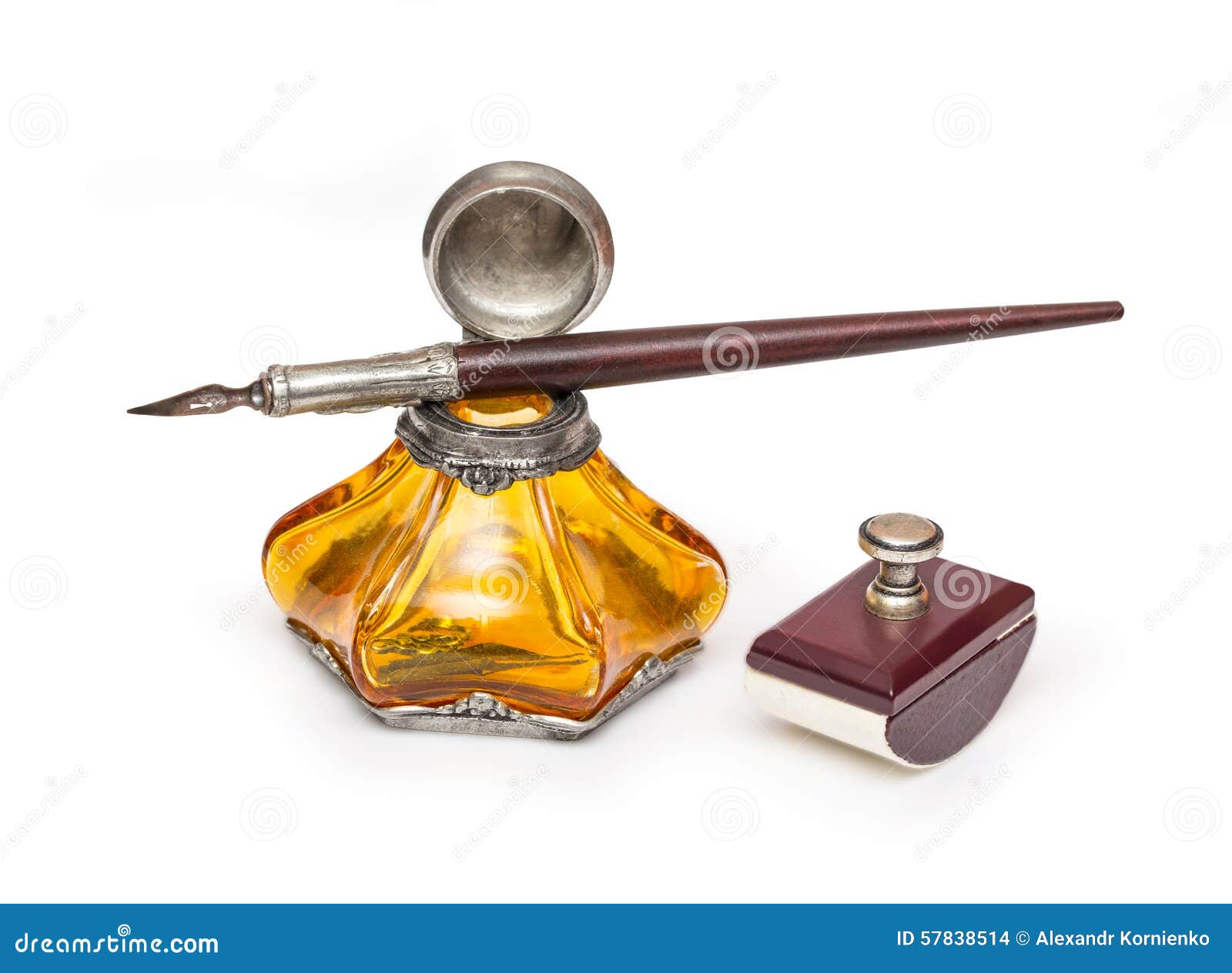 Vintage Fountain Pen and Inkwell Stock Photo Image of notepaper, home