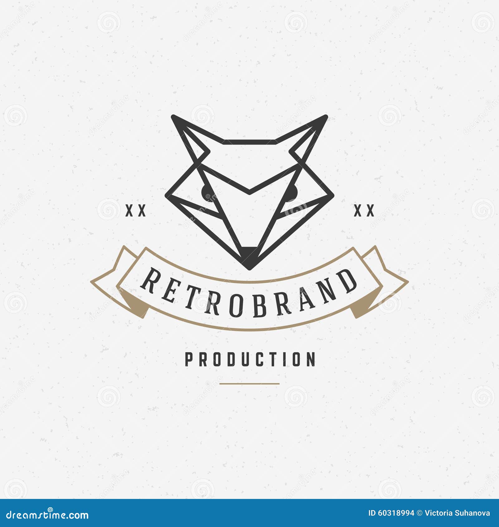 vintage fox face line art logotype emblem 