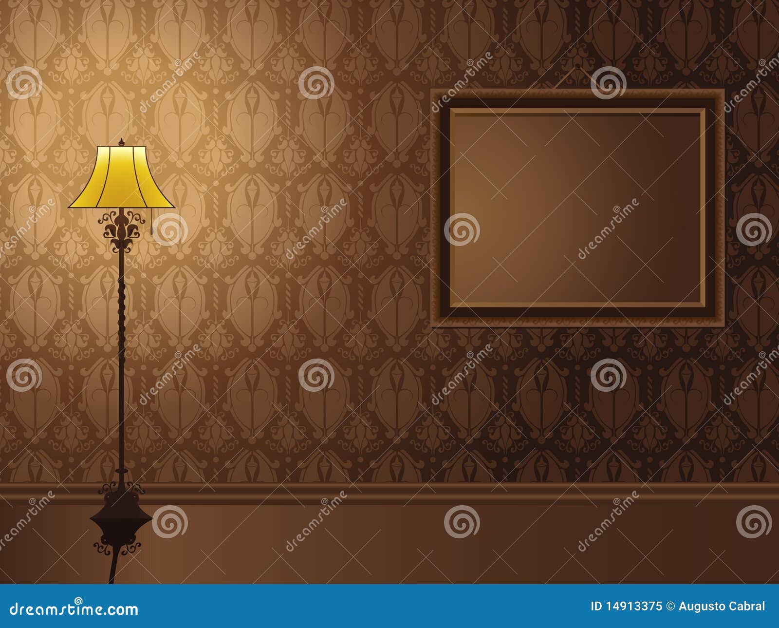 Vintage Frame Hanging on Wall Stock Vector Illustration of lamp