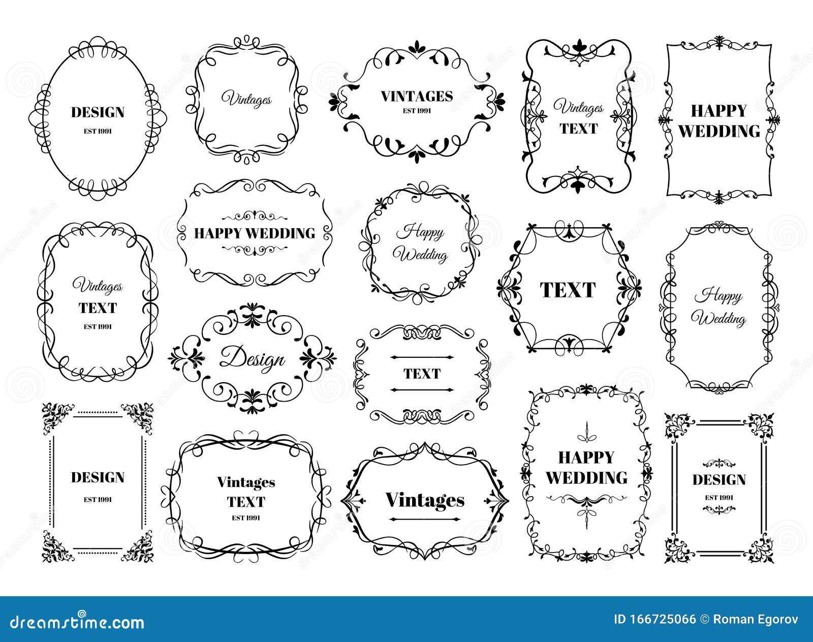 Sticker Vintage Frames and Design Elements- for wedding, invitation