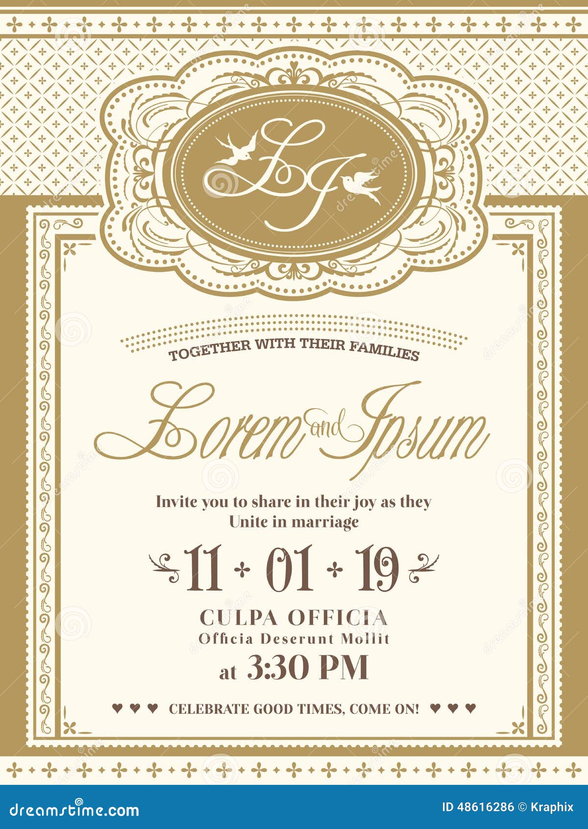 Wedding Vintage Invitation Card Cartoon Vector ...