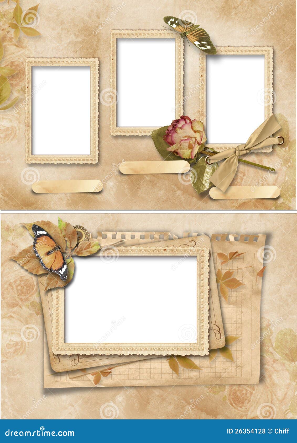 Vintage Frames Set. Family Album Stock Illustration - Illustration of  album, flower: 26354128