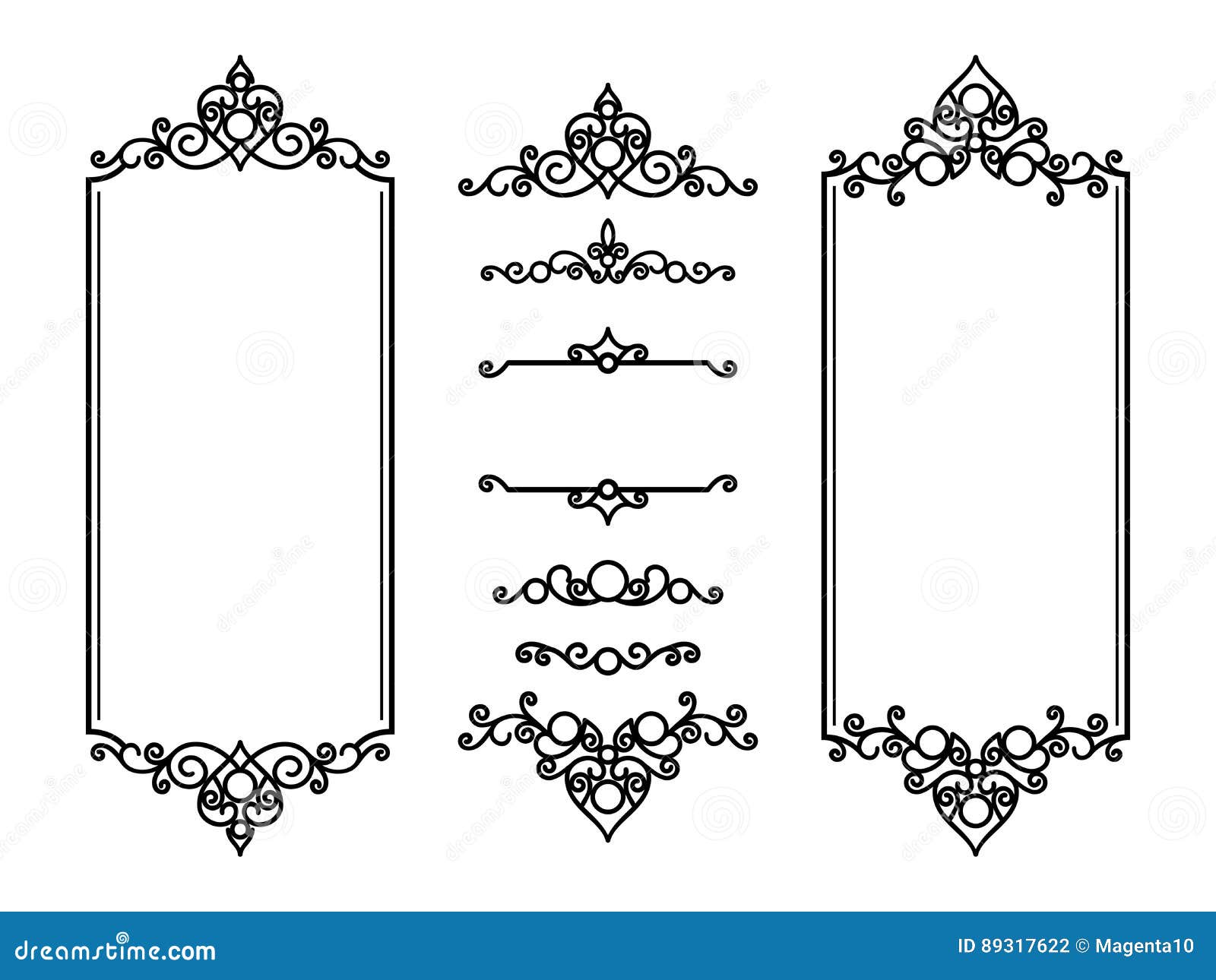vintage frames and vignettes on white