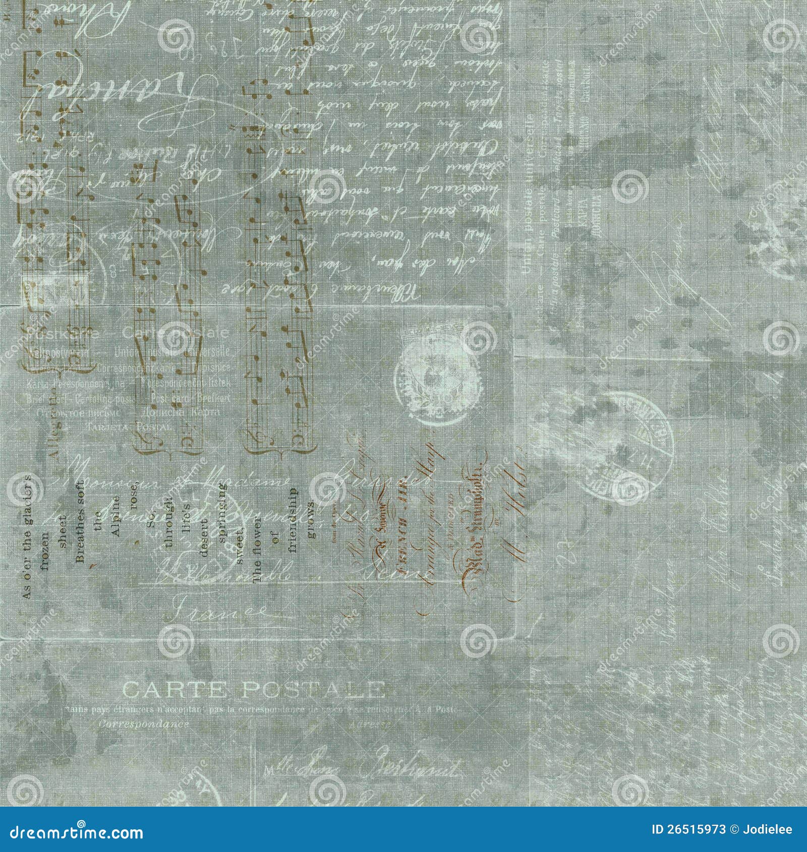 vintage french letter script collage background