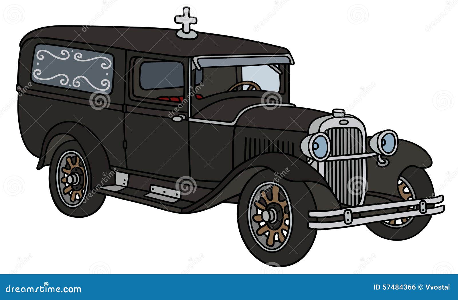 Vintage funeral car stock vector. Illustration of sepulchral 57484366