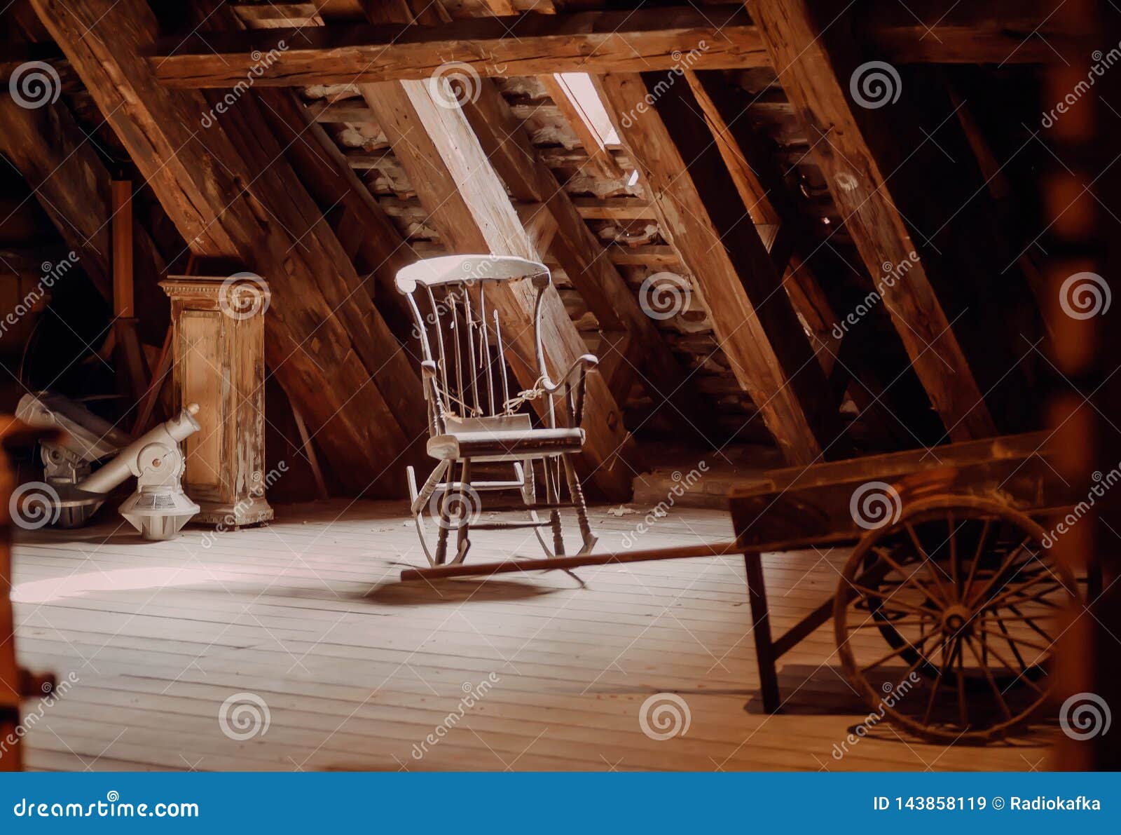 Vintage Furniture In Abandoned House Old Rocking Chair In Rustic