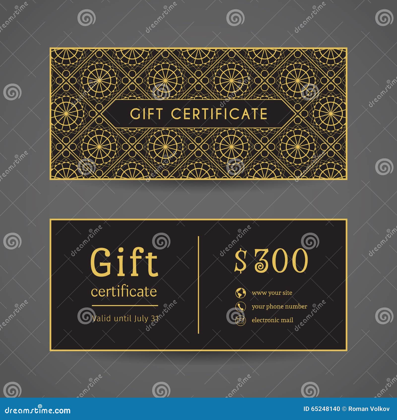 Vintage Gift Certificate stock vector. Illustration of floral - 65248140