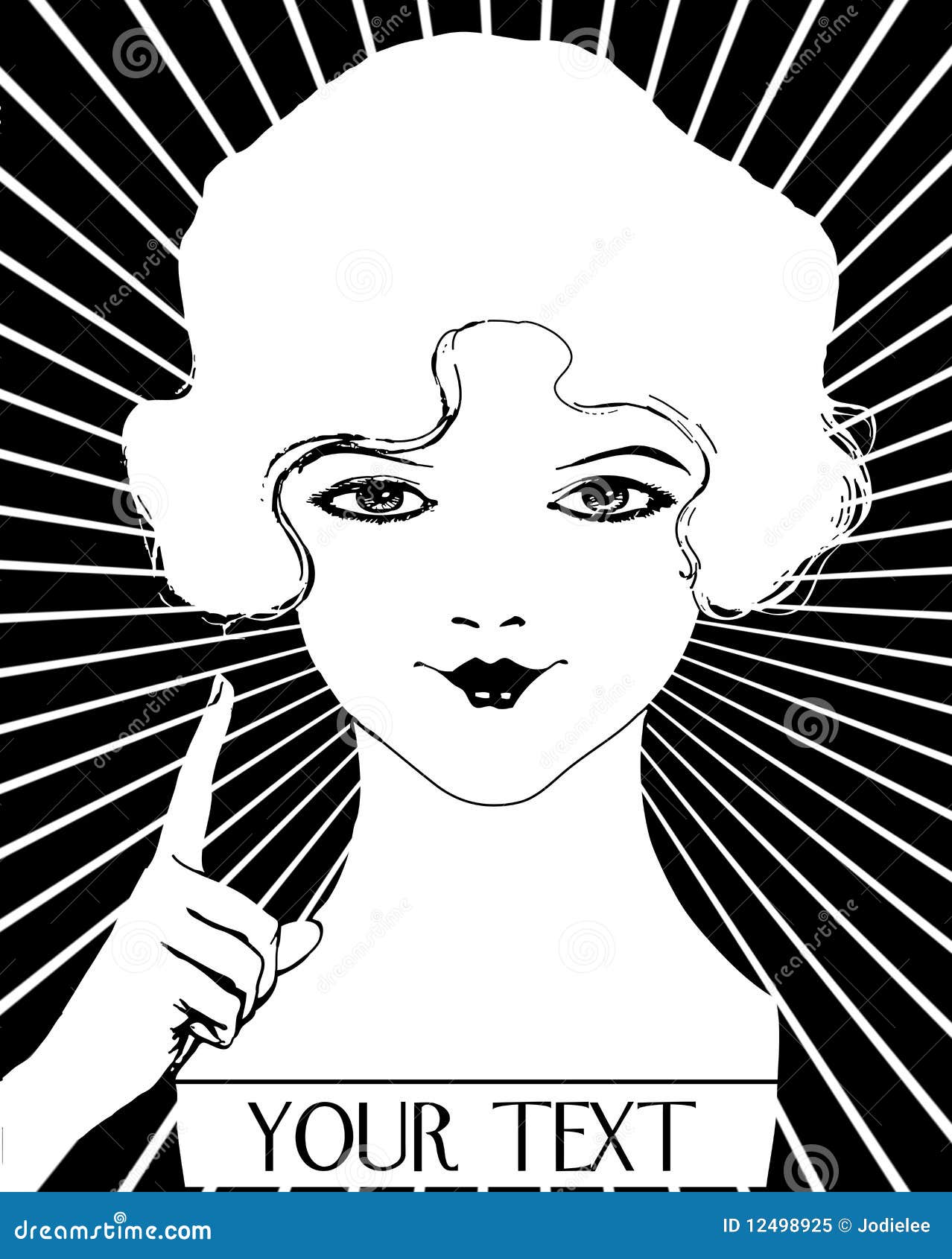 vintage girl roaring 20's flapper woman stock illustration