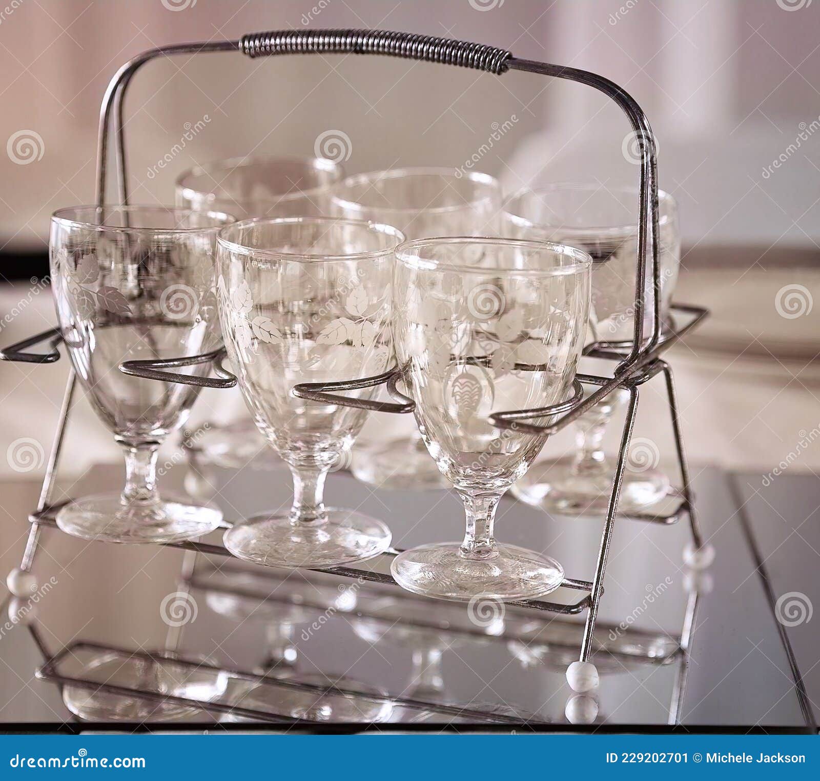 Vintage Glass Set in Soft Focus Stock Image Image of aperitifs