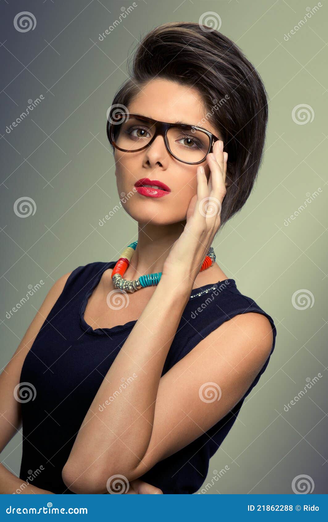 Vintage Glasses and Hairstyle Stock Photo Image of face, look 21862288