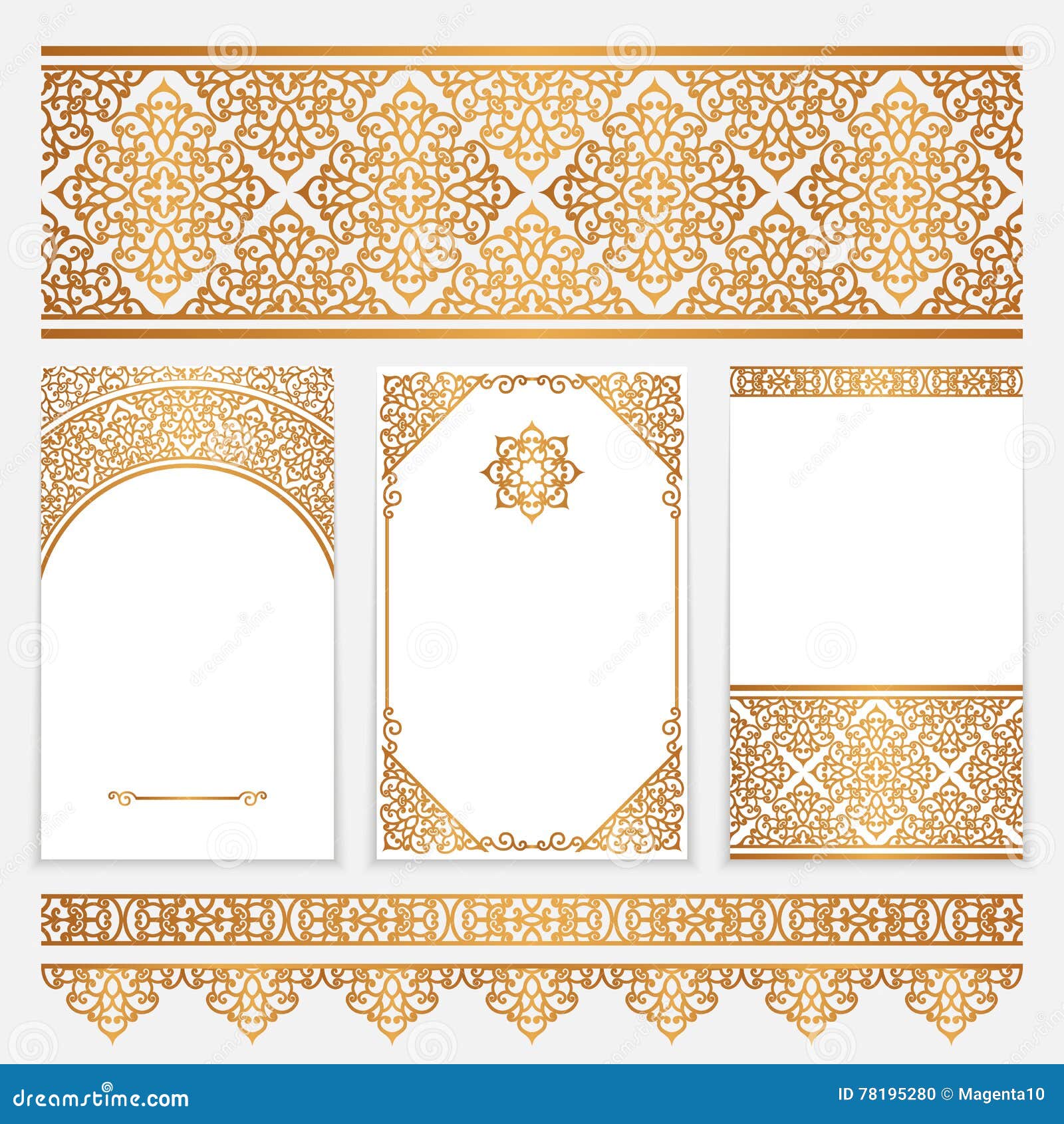 vintage gold borders and frames on white